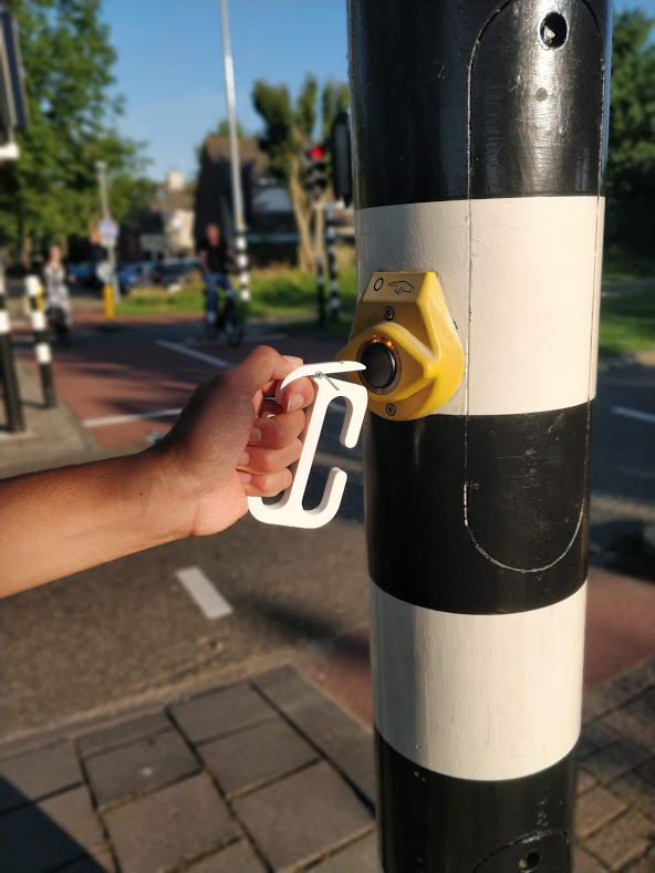 Corona tool on traffic button